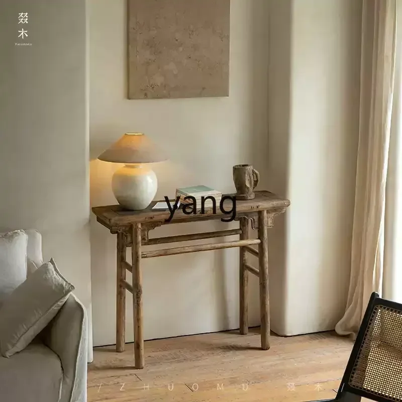 LH Chinese style wabi-sabi wind solid wood medium and ancient style entrance table changing shoes bench old furniture