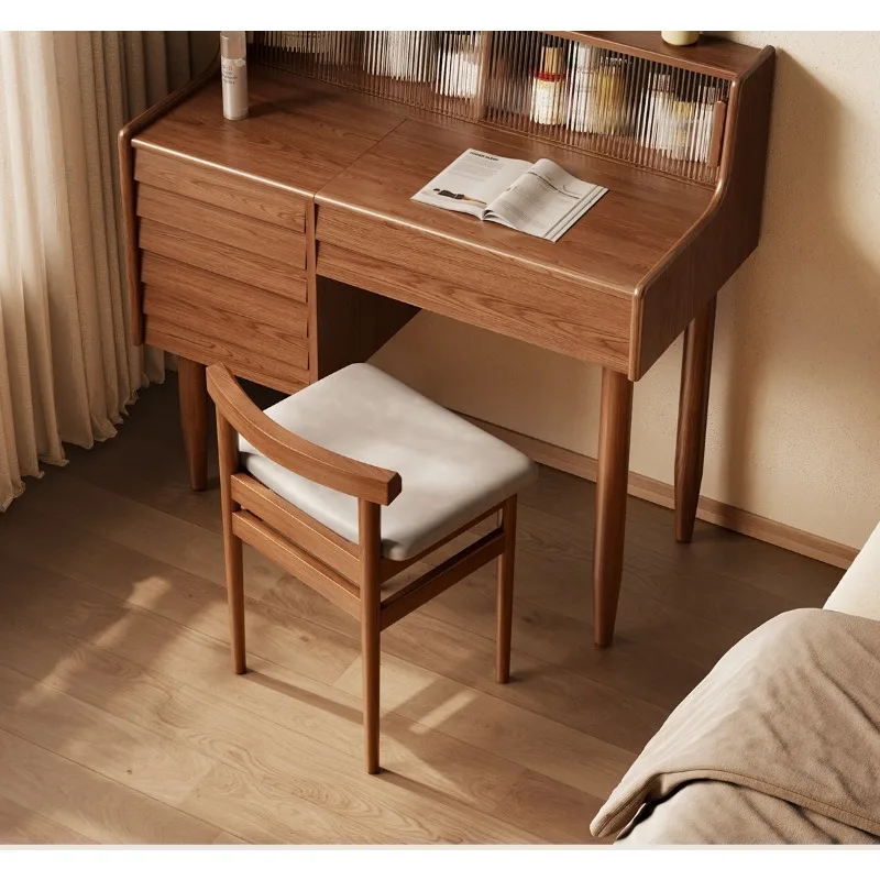 Solid wood flip dresser hidden mirror bedroom second-hand small makeup table