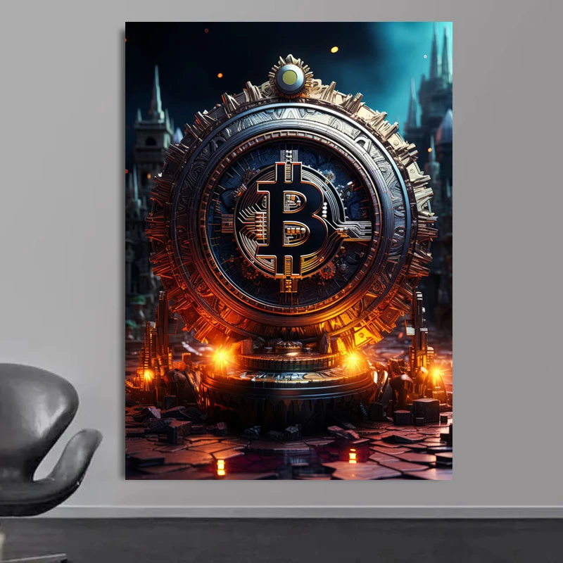 Neon Bitcoin Canvas Painting Ethereum Art Posters and Print Modern Fashion Pop Wall Pictures for Living Room Home Office Decor