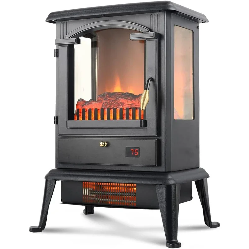 Electric Fireplace Heater with Remote, 22.4