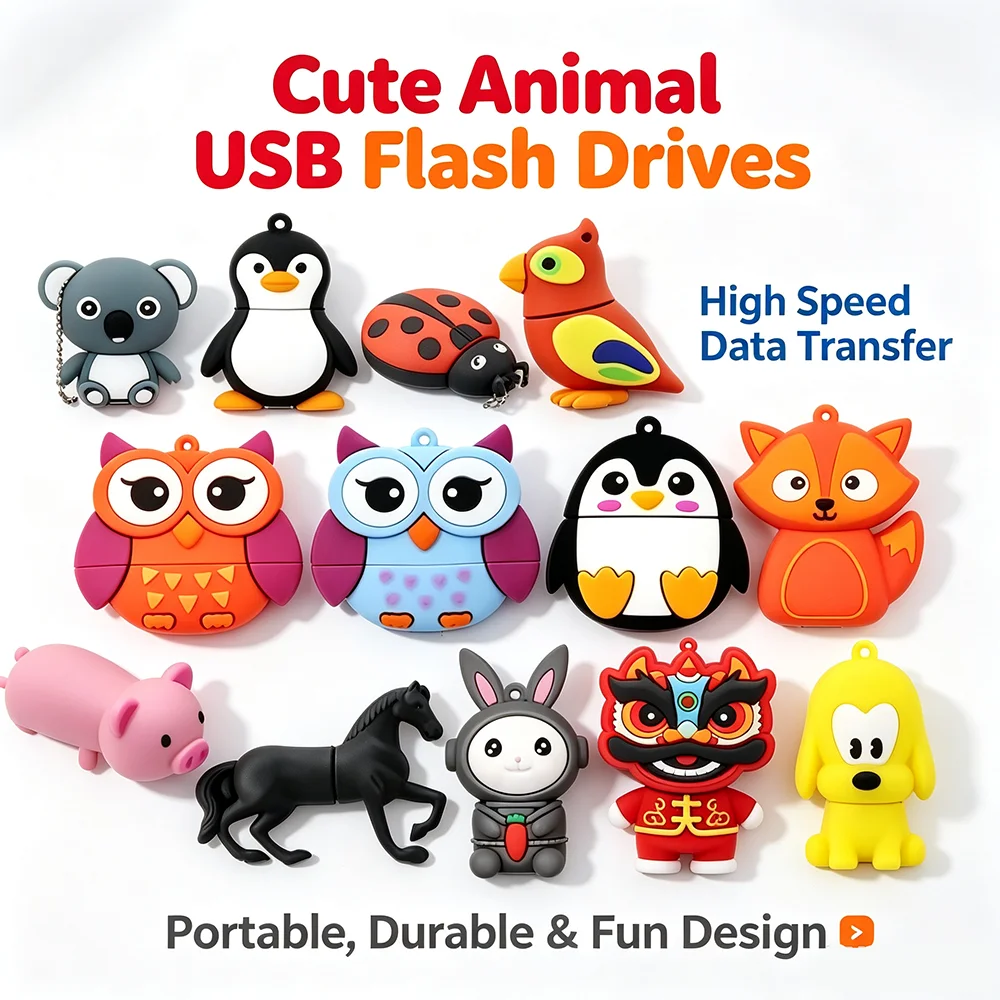 Animal Pendrive Usb Flash Drive 4gb 8gb 16gb 32gb 64gb 128gb 256gb 512gb Penguin Owl Cute Cartoon character Pen Drive Usb Stick