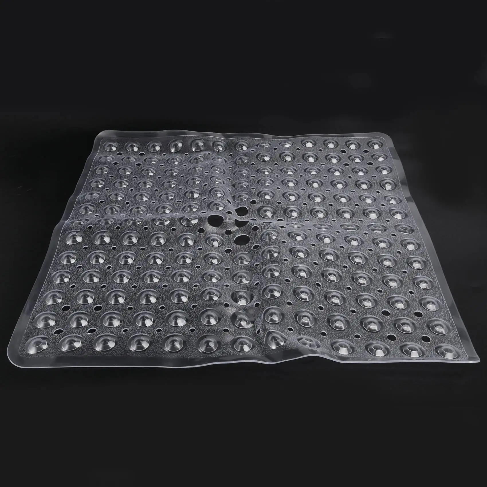 Square Shower Mats, 53 x 53 cm, Non-Slip Bath Mats, Anti-Mould Bath Mats with Suction Cup, Safety Bathroom (Transparent)