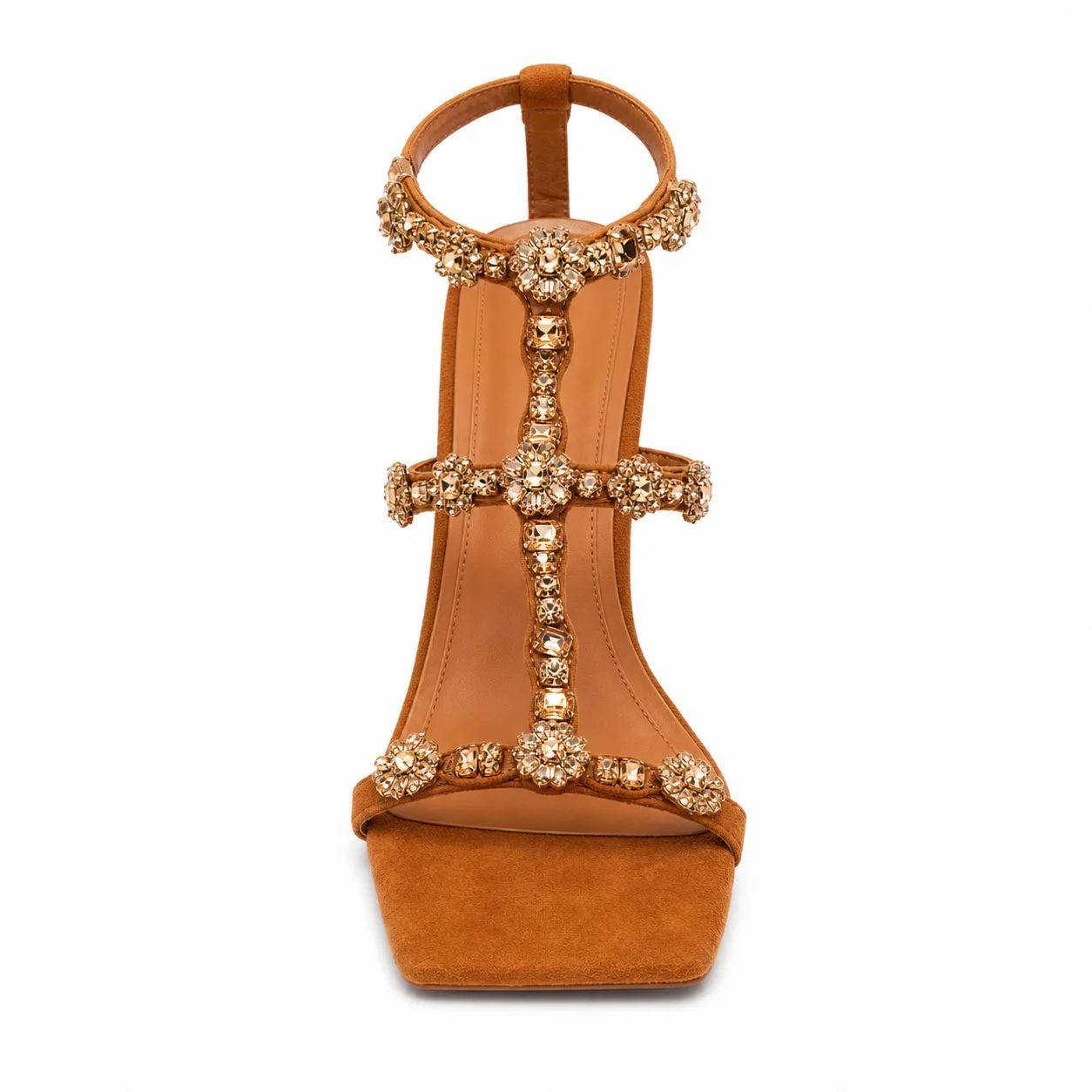 Summer New Square Head Suede Lacquer Leather Water Diamond Hollow Slope Heel Sandals Banquet Large Size High Heels Women's Shoes - view 4