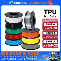 KINGROON Flexible TPU Filament 1.75mm, 5KG 10KG 3D Printing TPU Filament For 3D Printer, Soft 3D Plastic Material Non-Toxic