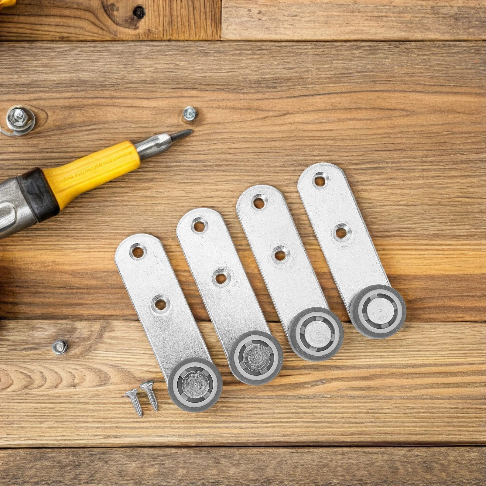 

4Pcs Sliding Door Bottom Support Wheels Precision Bearing Rubber Caster Side Mount Design for Barn Doors Wardrobe Cabinet