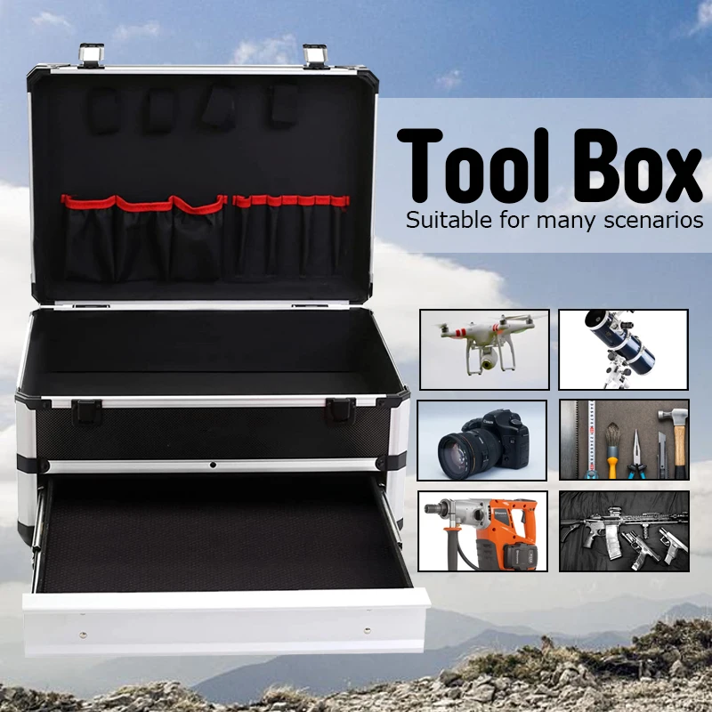 

Portable Aluminum Case Tool Box Drawer Type Hardware Toolbox Hard Case Large Capacity Tool Box Equipment Instrument tool Storage