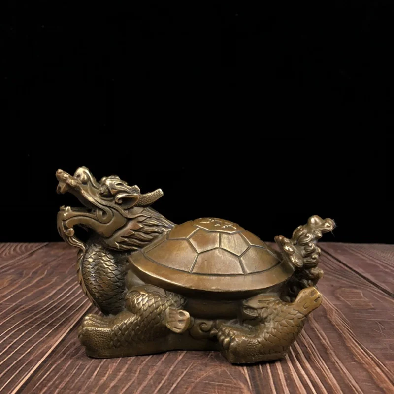 

Guyunzhai Antique Yellow Furnishings Copper Dragon Turtle Home Living Room Decorations Craft Gift