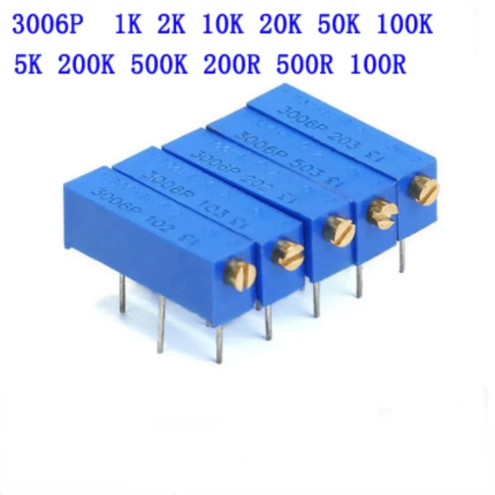 

10PCS 3006P Precision Multi-turn Adjustable Potentiometer 1K 2K 5K 10K 20K 50K 100K 200K 500K 100R 200R 500R 100 200 500 ohm