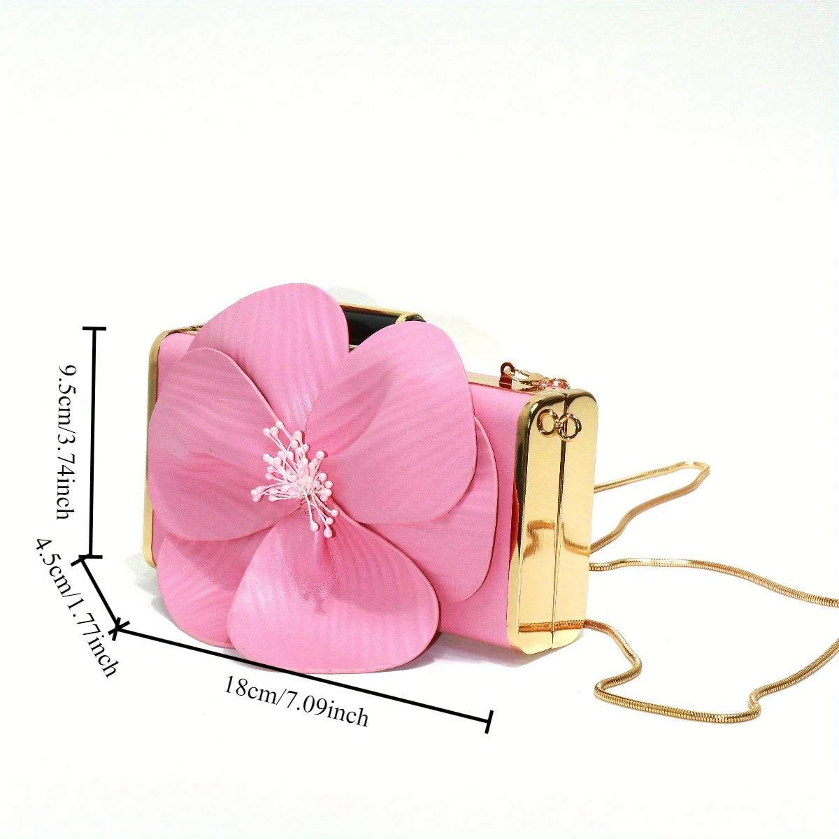 2025 New Chinese Style Floral Shoulder Bag, Square Chain Crossbody Clutch with Petal Design, Women's Evening Party Purse