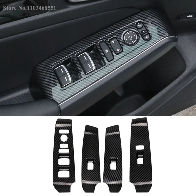 

For Honda Civic 11th 2023 2024 2022 Interior Door Window Glass Lift Panel Switch Button Cover Carbon Fiber ABS Sticker