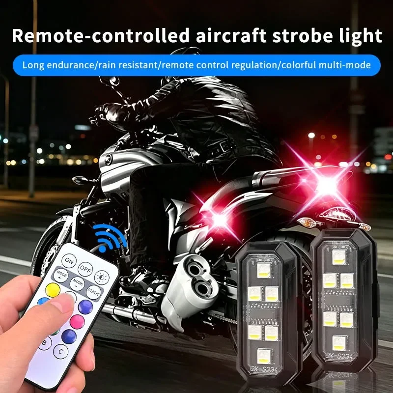 RGB Color Truck Warning Light Night Decorative Pilot Searchlights Wireless Remote Control Strobe Flashing Light for Motorcycles
