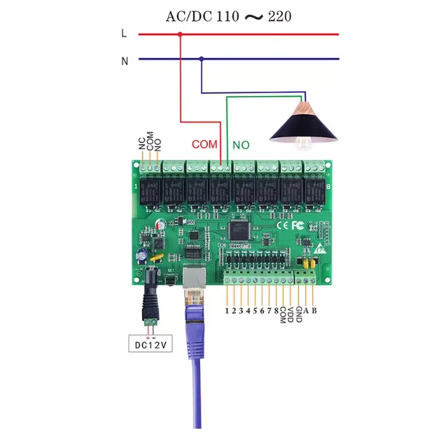 

8-канальное реле, сетевое IP-реле, веб-реле, интерфейс Ethernet RJ45 с двойным управлением