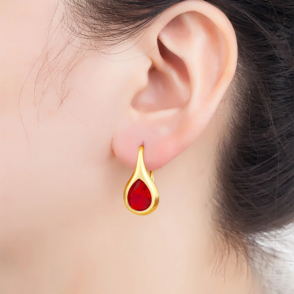 AIBEF Waterdrop Shape Irregular Geometric Shine Crystal Drop Earrings For Women Daily Wear Female Copper Ear Jewelry Gifts