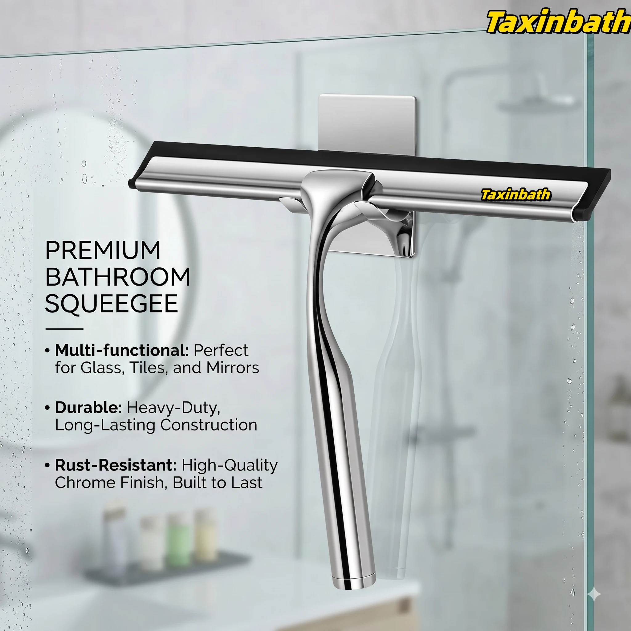 Stainless Steel Bathroom Shower Squeegee Wiper 10inch Rubber Scrape Glass Wiper Window Car Mirror Household Cleaning Tool