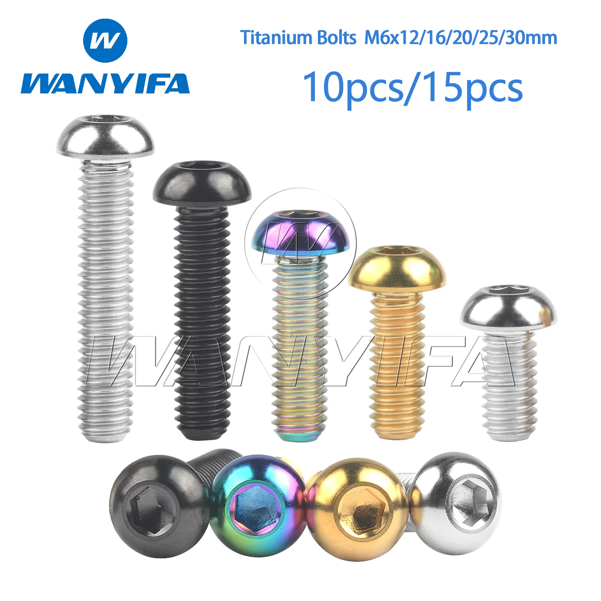 

Wanyifa Titanium Bolt M6x12/16/20/25/30mm Allen Key Head Ti Screws for Motorcycle Car Aeromodelling Refit 10pcs/15pcs