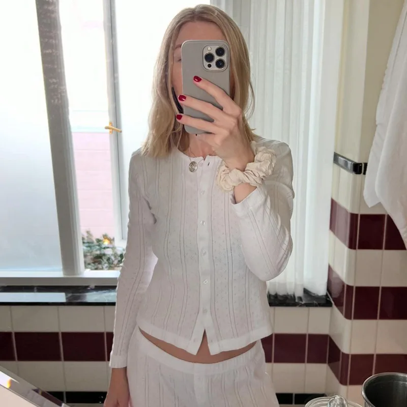 

Blifanbo Knitted Long Sleeve Tops Shirts Women Autumn O Neck Casual Shirts Single Breasted Patchwork Female Shirts Streetwear