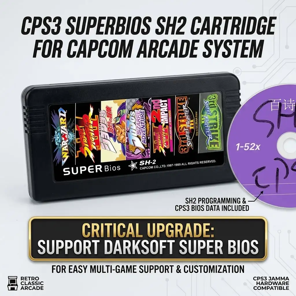 CPS3 SuperBIOS SH2 Cartridge for Capcom Arcade System - Support Darksoft Super Bios | Retro Classic Arcade Game Cart | Hardware
