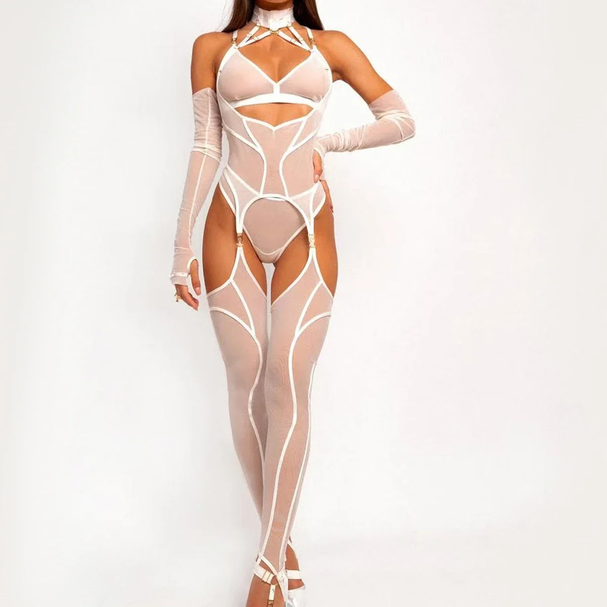 Lingeries Premium Sexy, soutien-gorge intime tenté, string, ensemble de 2 pièces avec accessoires, Lingerie fantaisie transparente audacieuse pour femmes