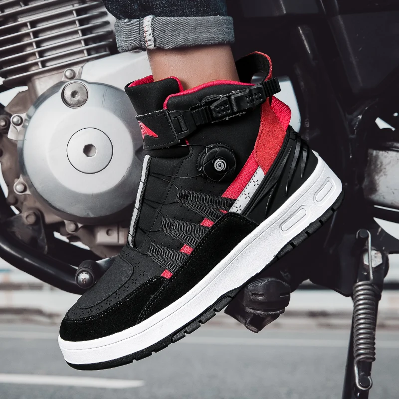 

Мотоциклетные защитные ботинки унисекс, четырехсезонные модные высокие противоскользящие, износостойкие, дышащие, повседневные туфли для езды по бездорожью