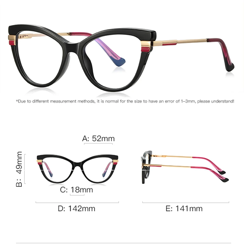 VCKA Cat Eye Myopia Glasses Frame High Quality 2025 NEW Fashion Women Anti Blue Light Custom Prescription  Eyewear -0.50 TO -10