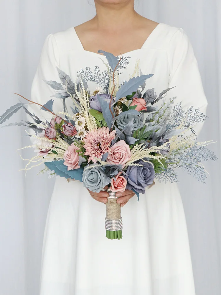 

2025 Bridal Bouquets 50*50cm High Quality Wedding Flowers Lavender Blue Blush Wedding Party Flowers Bouquets