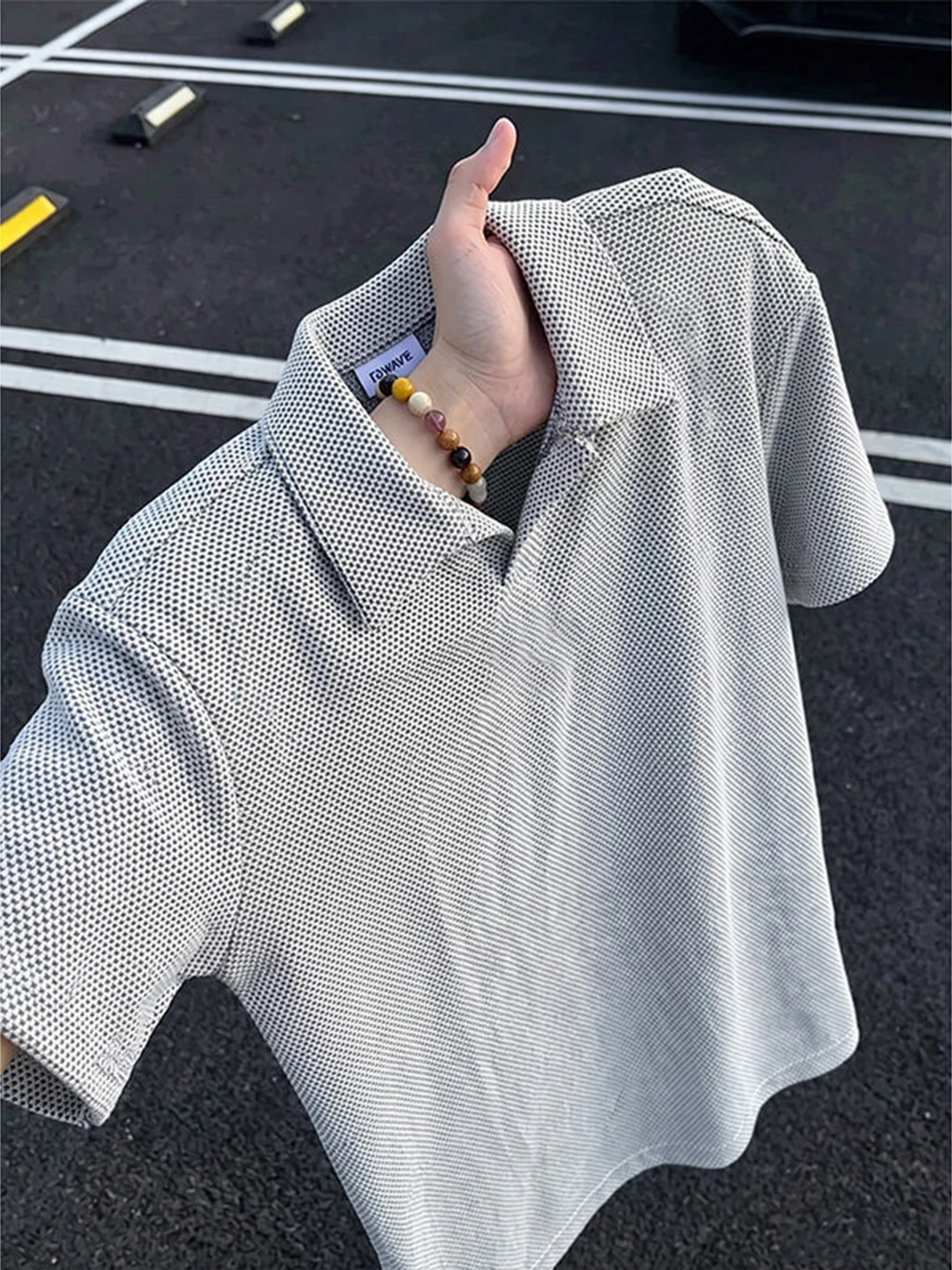 Retro Dragon Scale Pattern Breathable Light Short Sleeve Men's T-Shirt Summer Loose Fit Penguin Collar  Shirt Casual Top