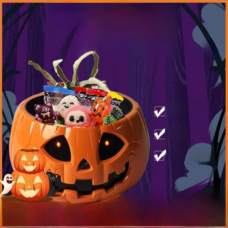 

Хэллоуин креативная индукционная коробка конфет тыква свет украшение розыгрыш игрушка фруктовая чаша орнамент с музыкальной свечой