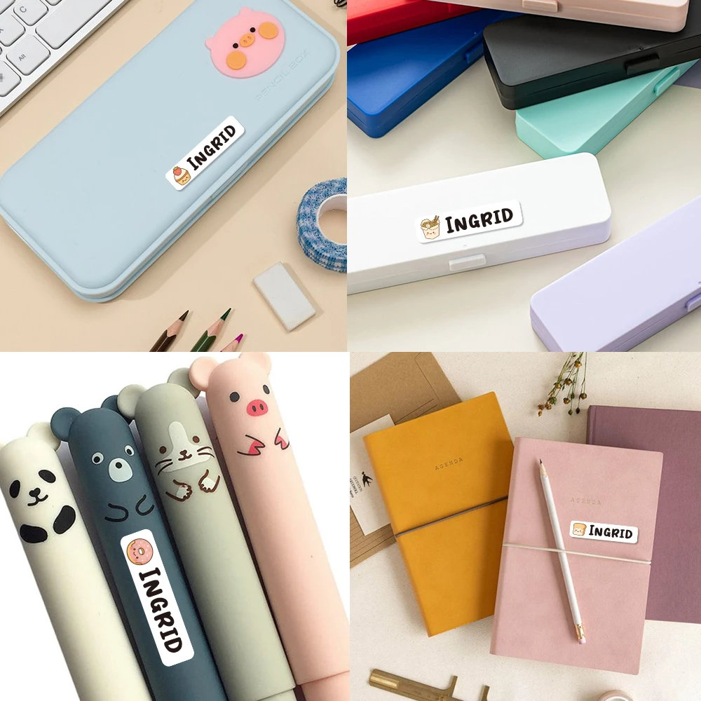 Custom Doughnut Name Sticker,Transparent Waterproof Sticker for Kids,diy Name Labels for School Bag Bottles Pen Box Uniform view 4