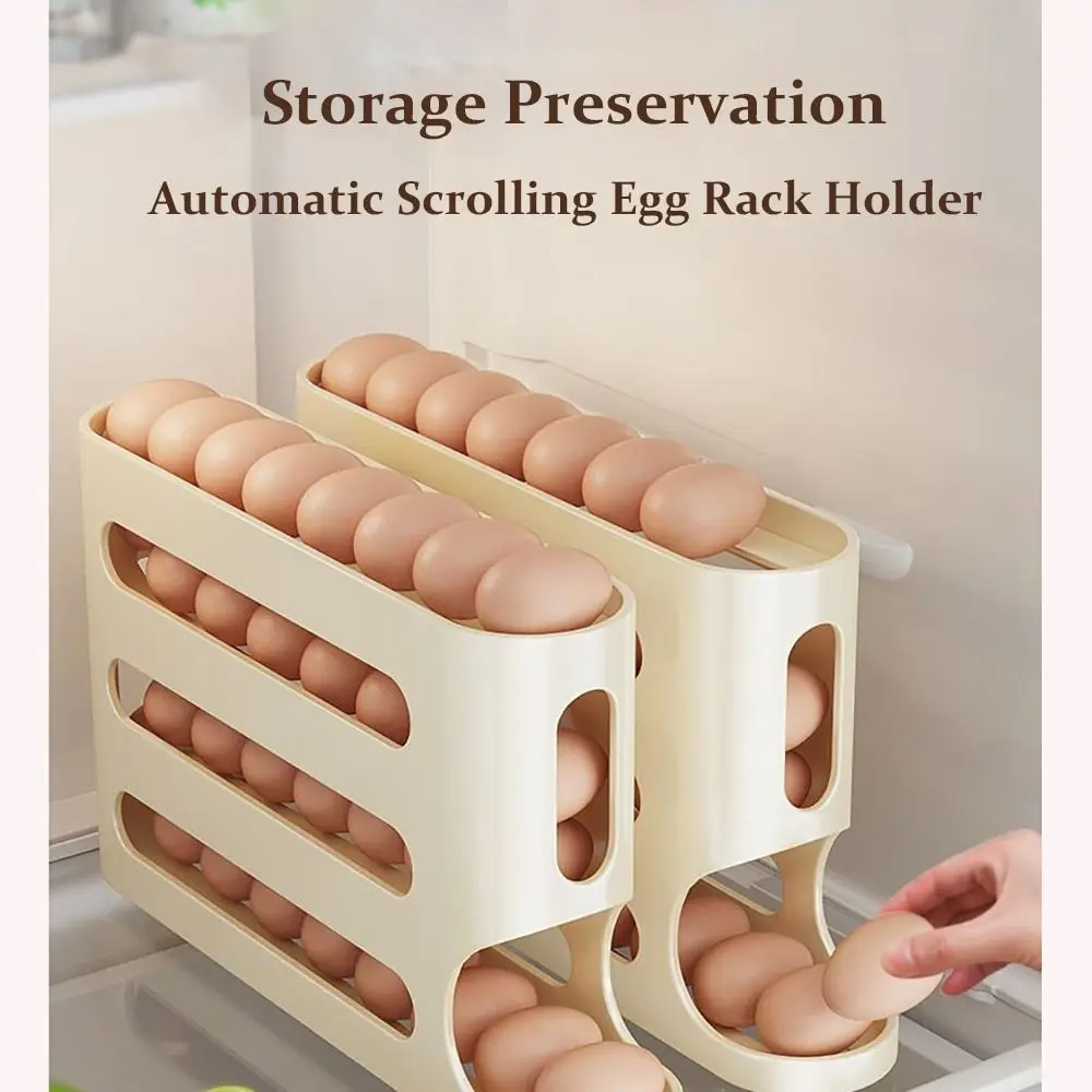 4 Layers Automatic Scrolling Egg Rack Holder Household Automatic Scrolling Egg Storage Box Large-capacity Egg Dispenser