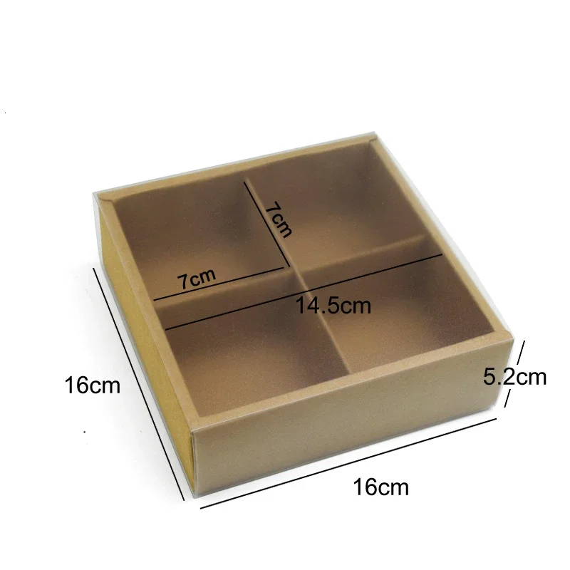 10PCS Cookie Biscuit Box Drawer Kraft Paper Box Window Cake Macaron Gift Box Packaging Wedding Birthday Party 4/6grid Gift Boxes