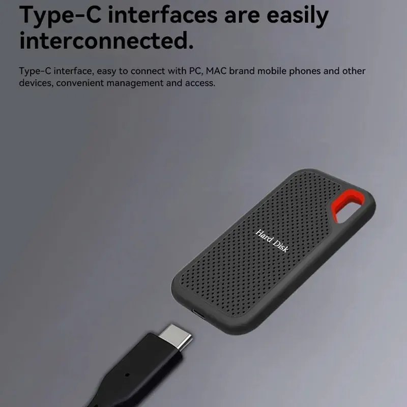 محرك الأقراص الصلبة الخارجي E61 المحمول SSD 1 تيرا بايت 2 تيرا بايت محرك الحالة الصلبة عالي السرعة 256 تيرا بايت محرك الأقراص الصلبة للتخزين الشامل USB3.2 لأجهزة الكمبيوتر المحمولة/الكمبيوتر/MAC