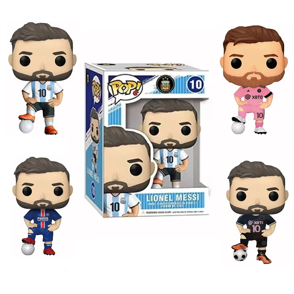 Nuevo Funko Pop Lionel Messi # 10 adornos decorativos de estrellas de fútbol, colección de figuras de acción, modelo de juguete para niños, regalo de cumpleaños