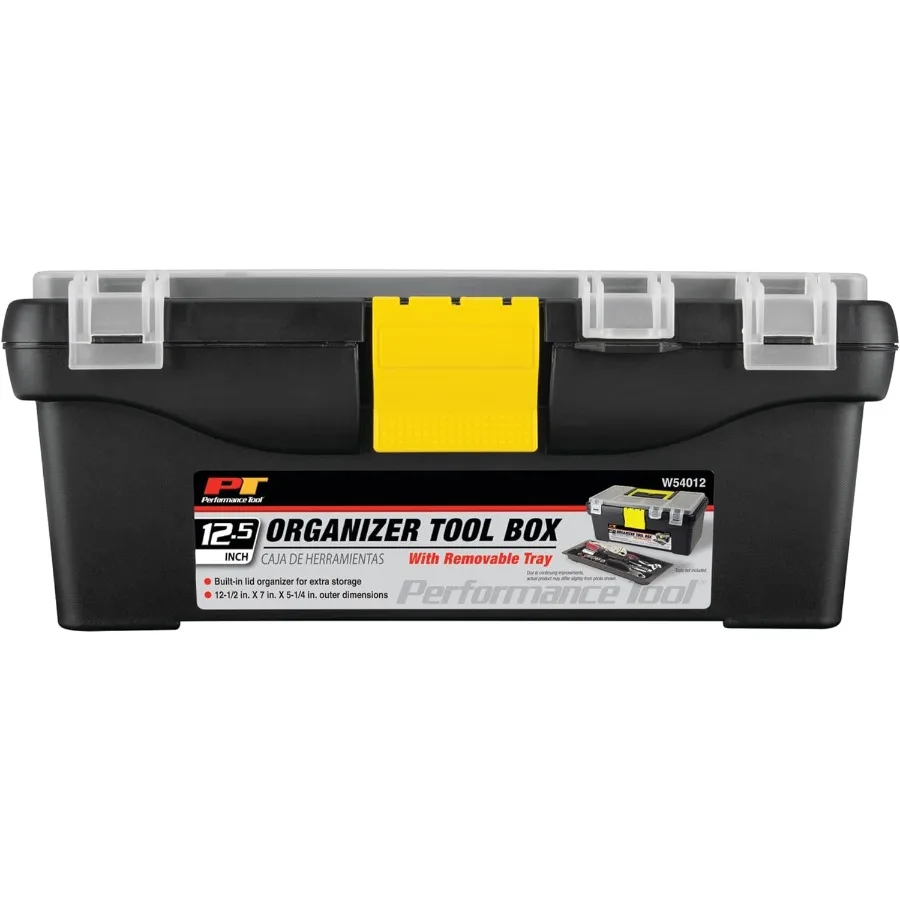 Heavy Duty Plastic Organizer Tool Box for Workshops and Garages in Black 12.5Inch Storage Solution with Durable Design for Effi