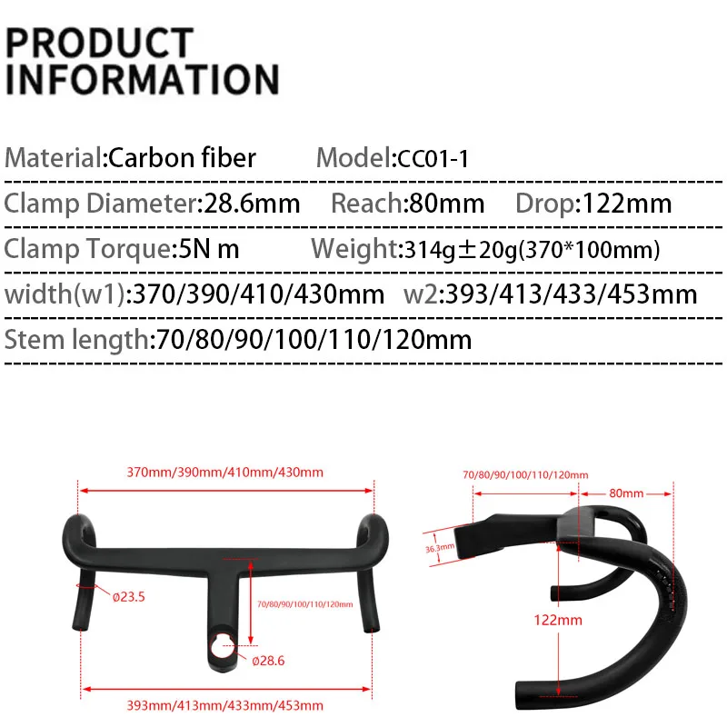 CC01 Replica Vollcarbon-Aero-Lenker mit integrierter interner Kabelführung für C68 V5Rs V4Rs ohne Logo, Rennradteile – Detail 6