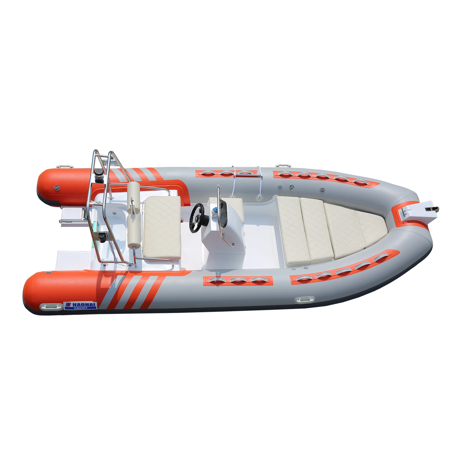 CE RIB 480 Double Model Inflatable Fishing Boat With PVC Hypalon Material Fiberglass Outboard Motor For Lakes Rivers For Sale