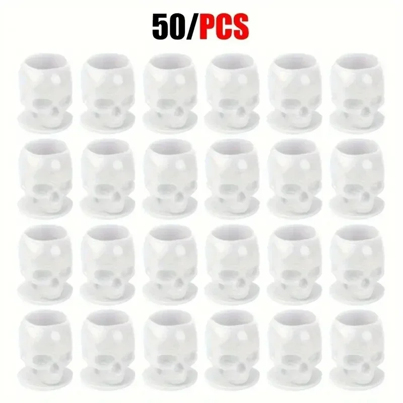 50Pcs Disposable Tattoo Skull Ink Cups Permanent Makeup Coloring Pigment Cup Container Tattoo Accessory for Tattoo Artists
