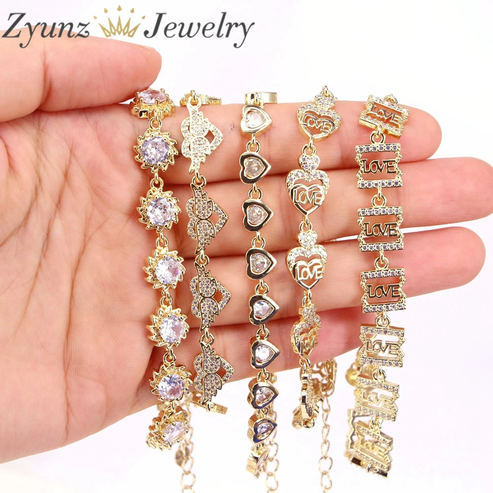 

5PCS, Women Girls Bracelets Gold Color Heart-shaped Love Bracelet Chain Fashion Jewelry Gifts