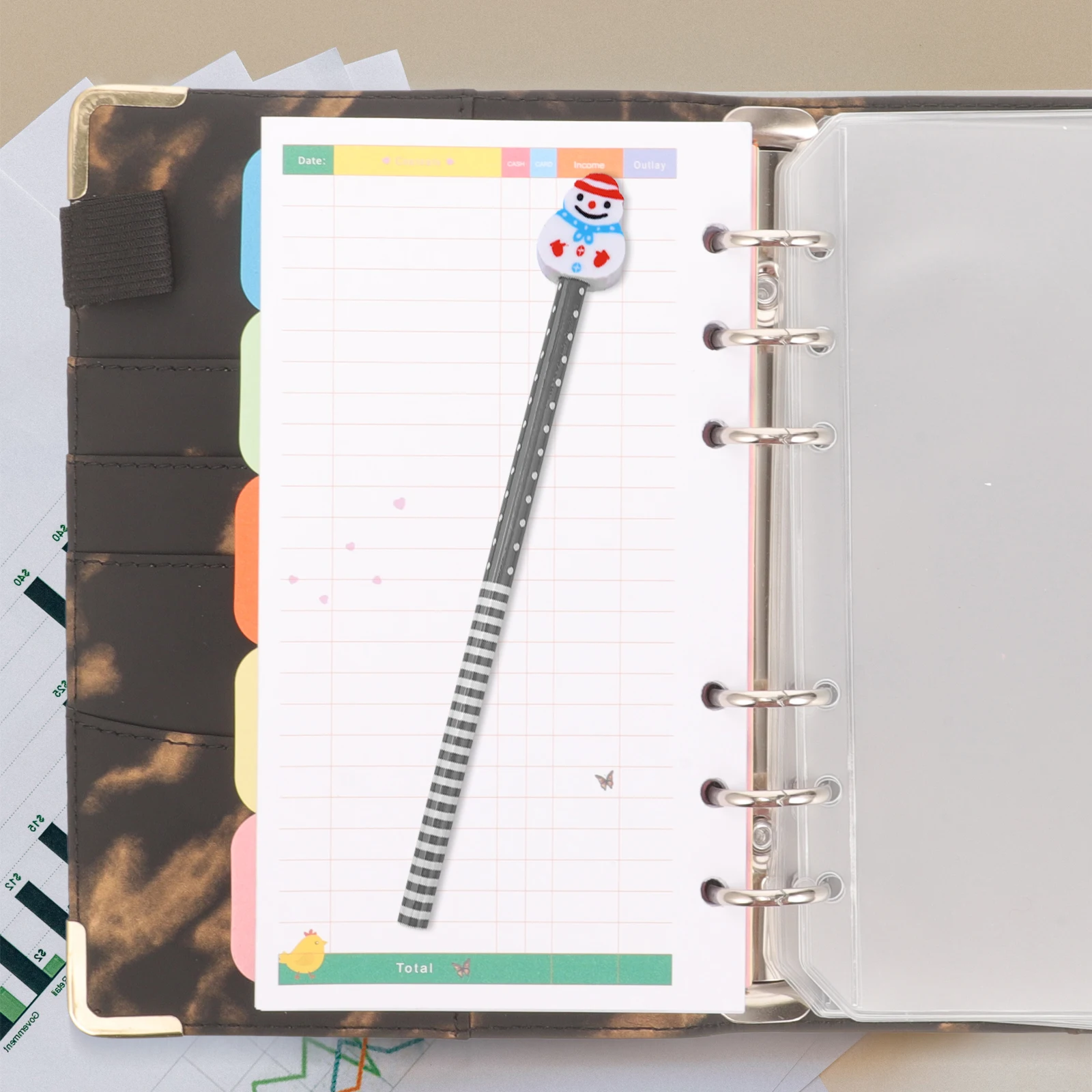 

1 set Marble Binder Gray Pattern Cash Saving Financial Organizer Budgeting Planner Notebook for Receipts Cards Travel Office Use
