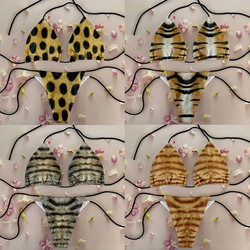 Sexy beach party swimwear animal print summer swimwear women sexy bikini panties thong G-string swimming trunks beachwear