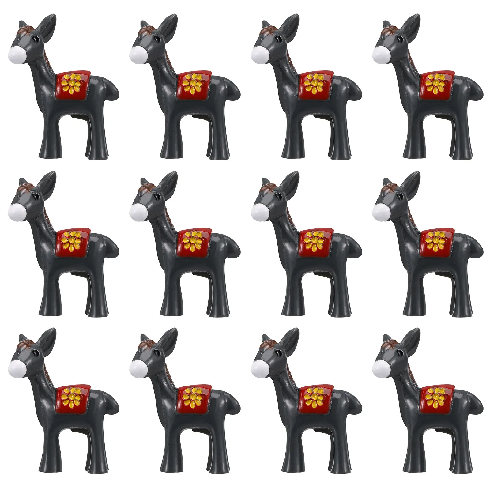 30Pcs Mini Donkey Resin Sculptures Miniature Animal Crafts Fairy Garden Desktop Plant Pot Bonsai Landscape Small Resin Animal