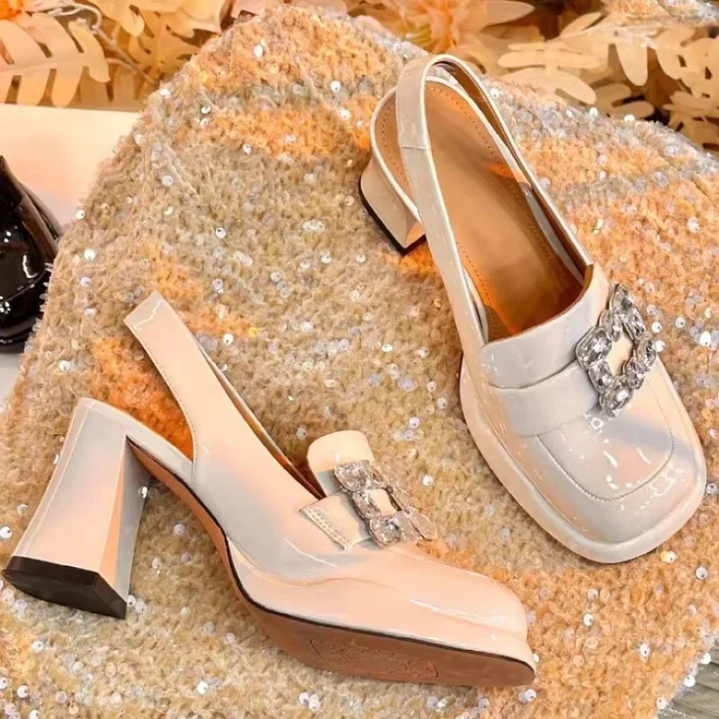 2023 Women Sexy Fashion High Heels Pumps Shoes for Office Leather High Platform Heels Red Black Spring Summer Crystal Sandals
