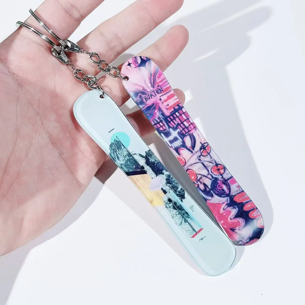 keychain ski Snowflake Snowboard Acrylic Keychain Pendant Ski Games Sled Board Key Chain Keyring Sports and Snow Festival Gift
