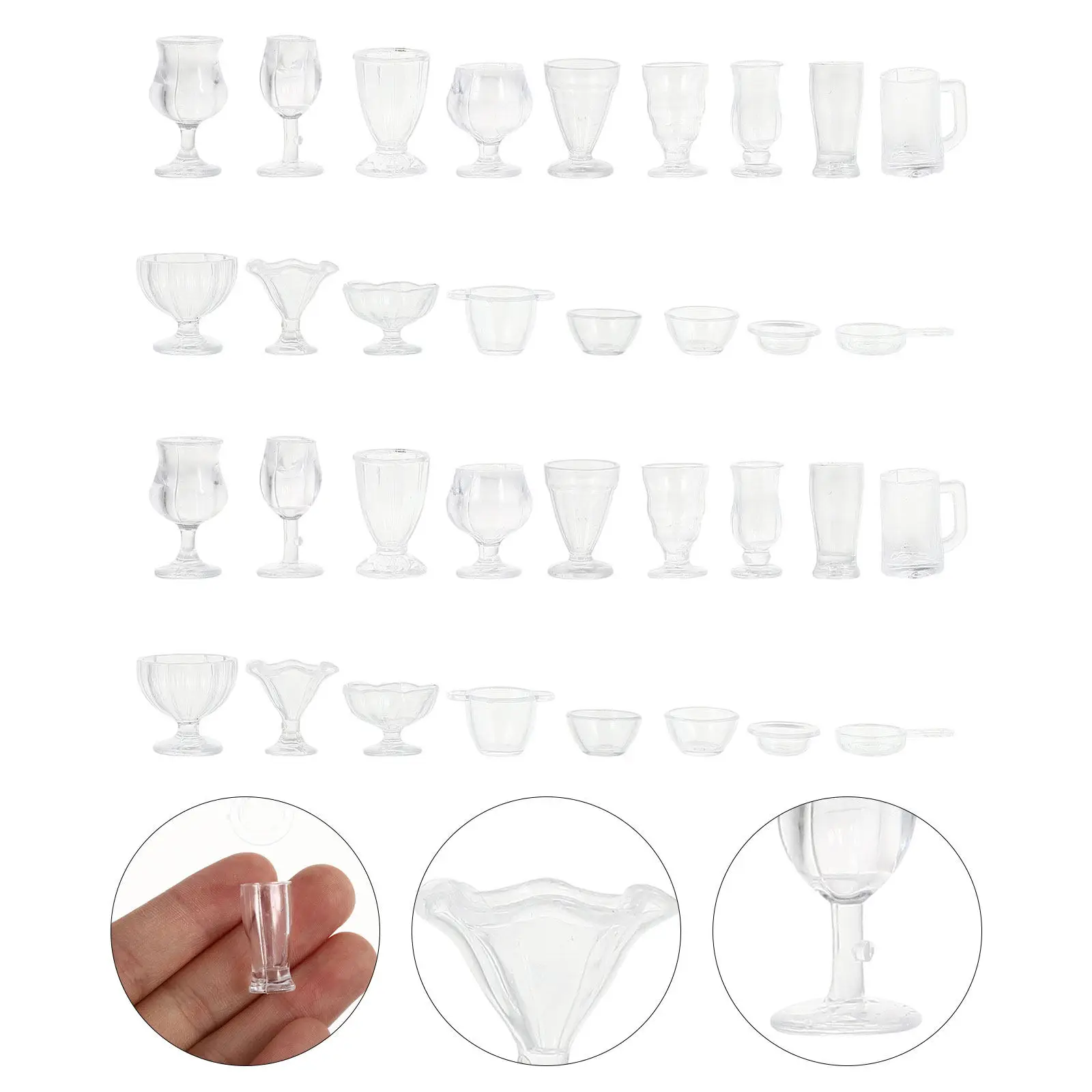 

34Pcs Mini Cup Set Extremely Realistic Perfect Workmanship 1 17 Scale Mini House Accessories Food Container Decoration
