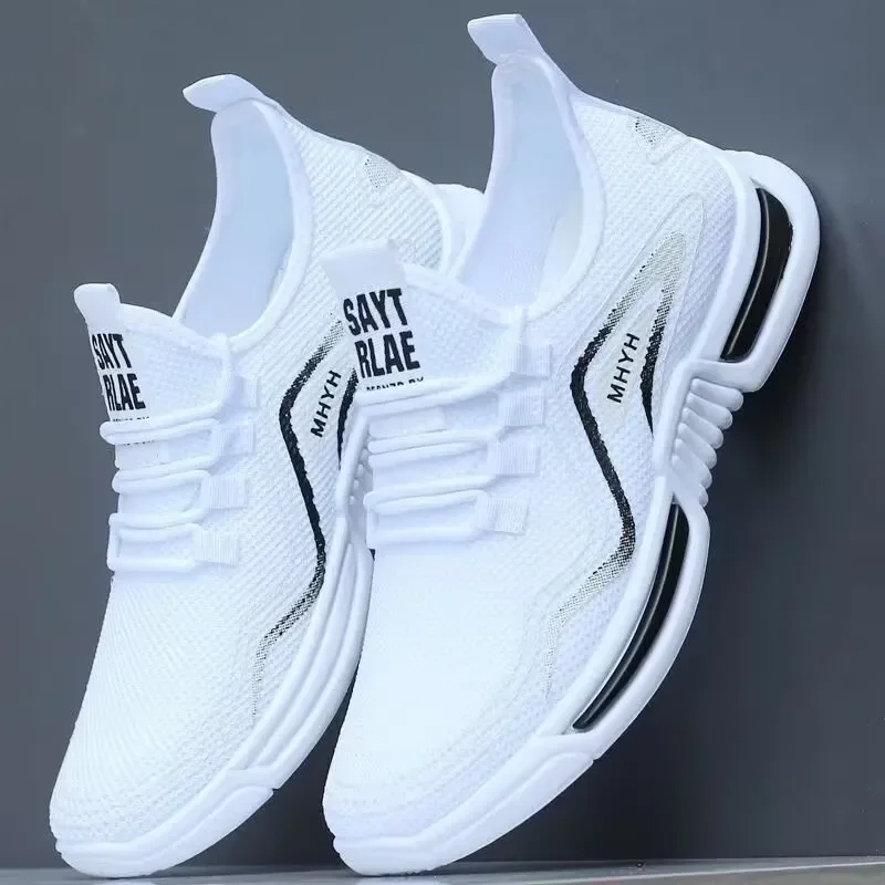 

2026 Men's Woven Shoes for Outdoor Comfortable Air Mesh Gym Shoes Summer Breathable Men Loafers Wide Slip On Walking Shoes