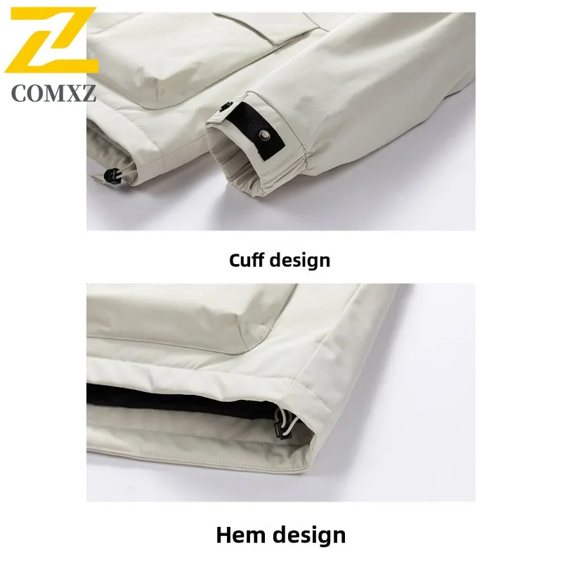 COMXZ Men Winter Jacket Scratch Resistant High Quality Waterproof Skii Parker Coat Mountaineering Windproof Snowy Puffer Jacket