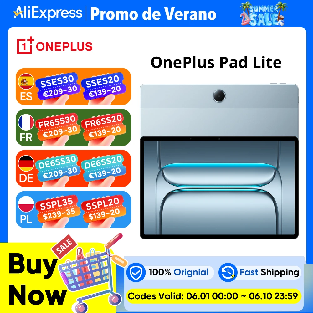 Global Version OnePlus Pad Lite Tablet 11-inch 90Hz Eye Care Display 9340 mAh Super-Large Battery MediaTek Helio G100