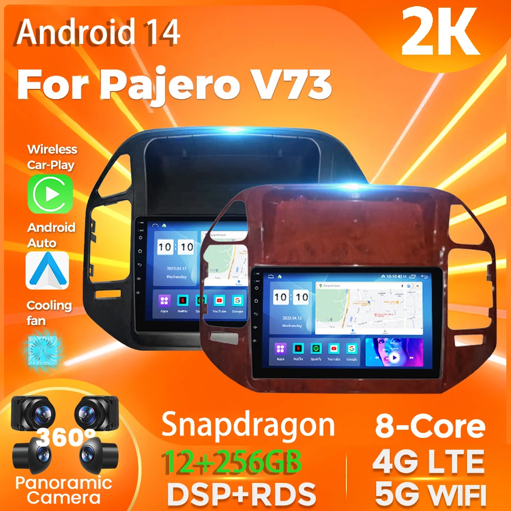 Android 14 Carplay Auto per Pajero V73 autoradio lettore multimediale 4G + WIFI stereo navigazione Video 360 fotocamera GPS AI Voice DSP