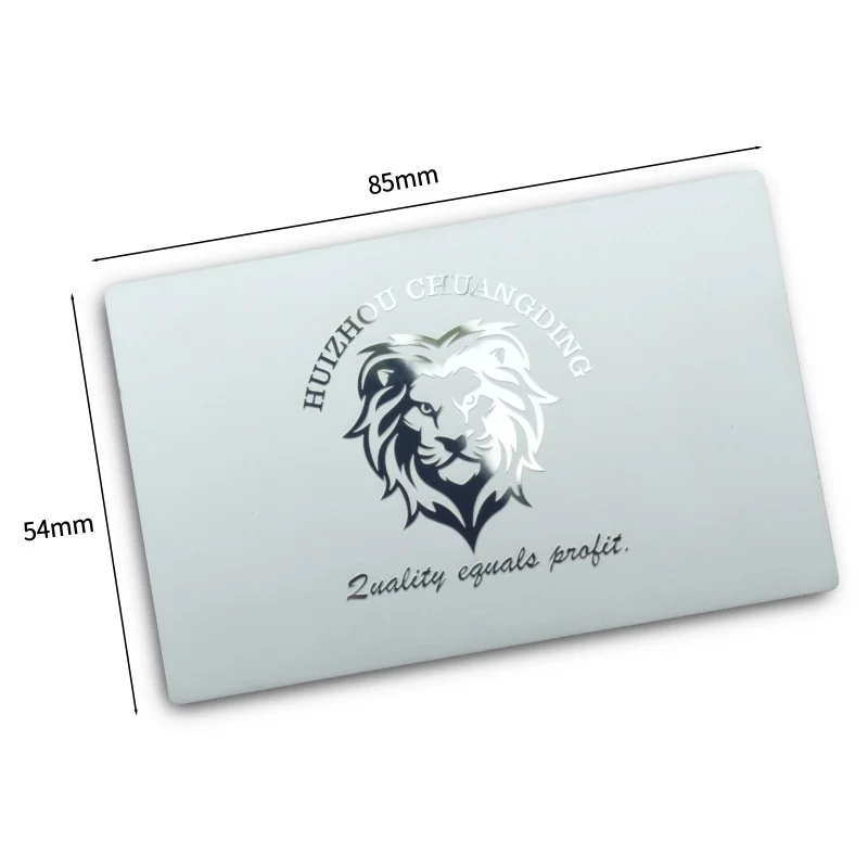 

100pcs Customized Etched Stainless Steel Metal Business Personal Card ID card ,we have different colors material for you