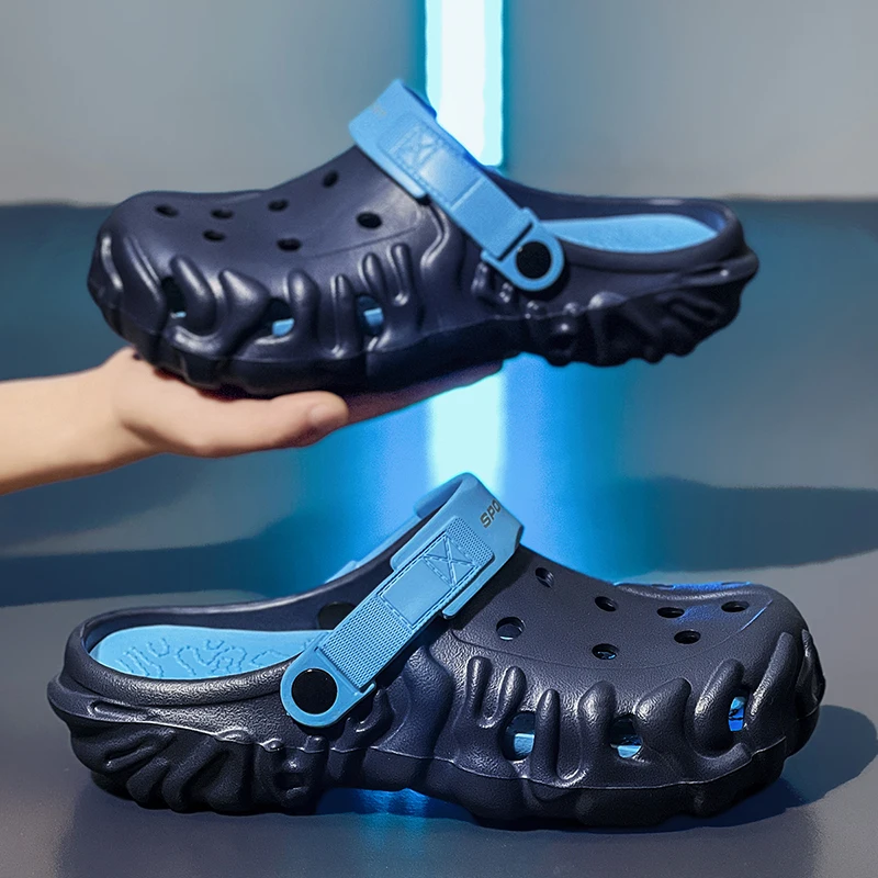 

Новые летние мужские сабо для пляжа и улицы, нескользящие, дышащие, с толстой подошвой, мягкие, повседневные мужские туфли