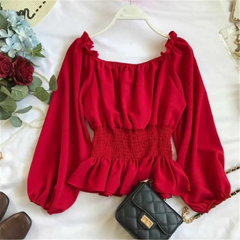

209 Women's Summer New Lantern Sved Chi Blouse And irts Other Material 00% Ladies Premium Faion Clothing